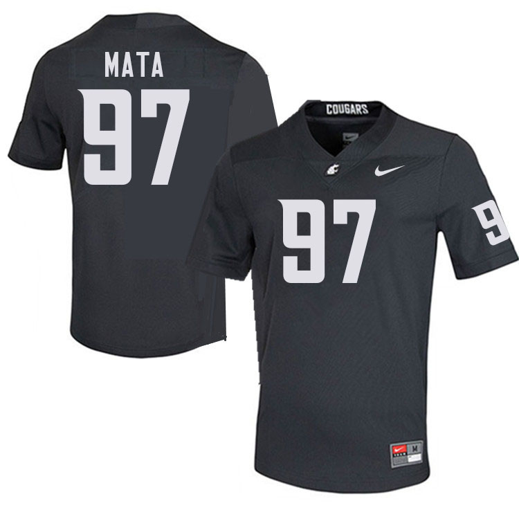 Men #97 Aden Mata Washington State Cougars College Football Jerseys Stitched-Charcoal